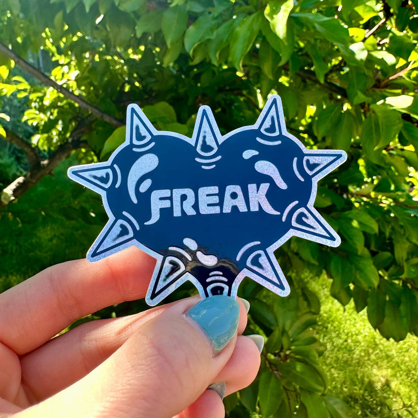 Freak Studded Heart Glitter Sticker