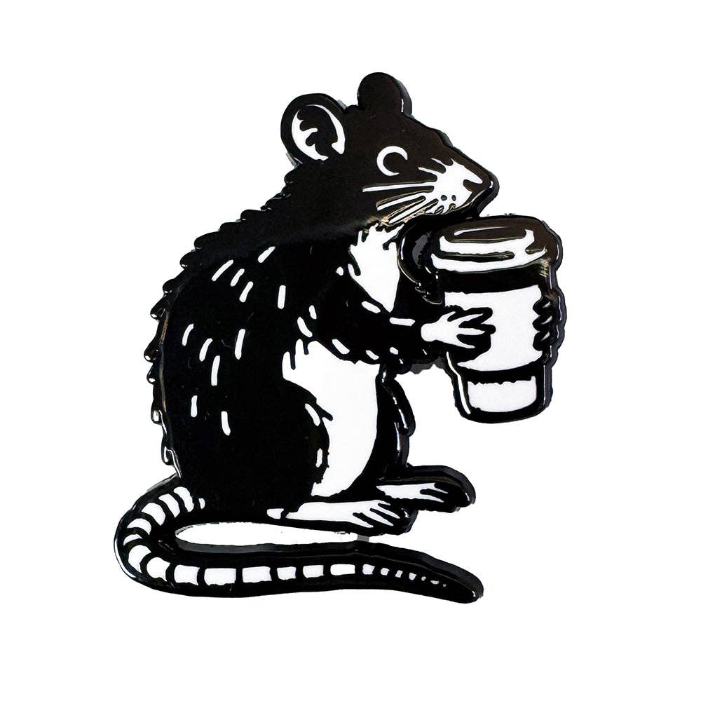 Coffee Rat Enamel Pin
