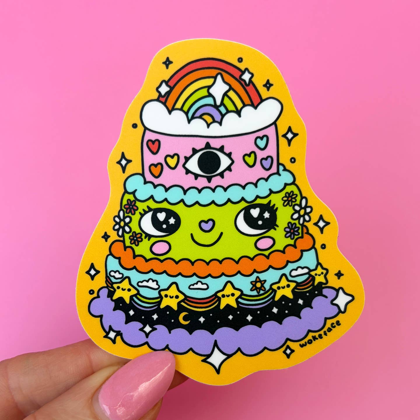 Cake Sticker Woke Face