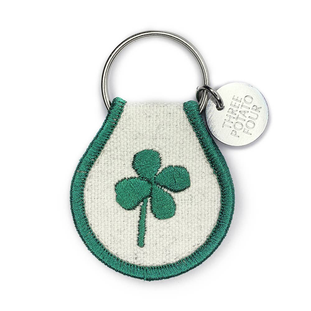 Lucky Clover Shamrock Embroidered Keychain