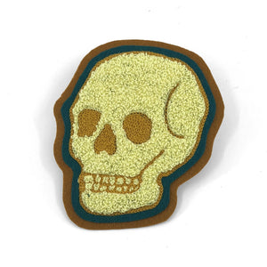 Yellow/Teal Skull - Chenille & Chainstitch Patch - World Famous Original