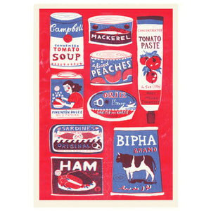 A3 Red Tins Collection Riso Print
