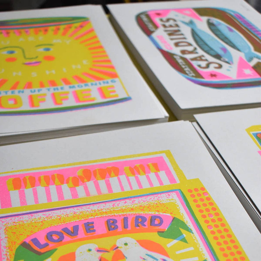 A4 Lovebird Matches Risograph Art Print