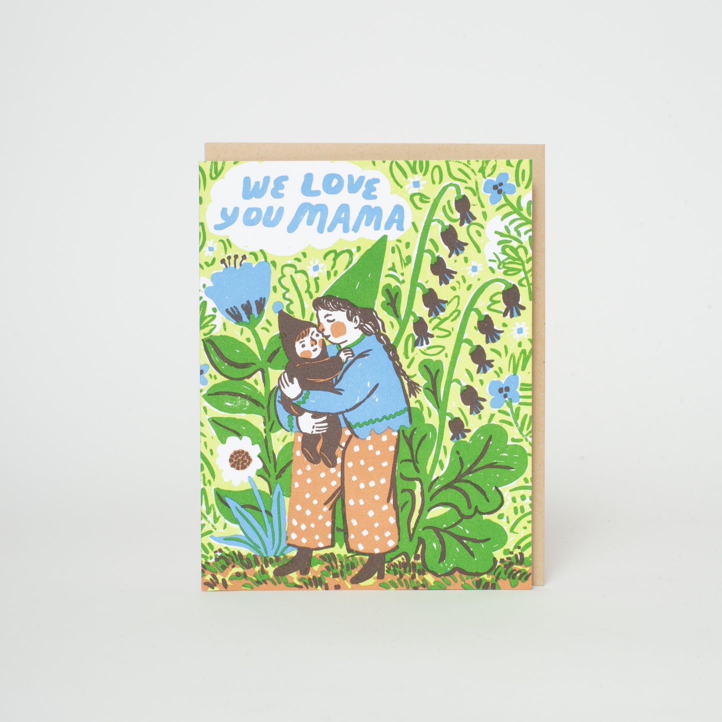 We Love You Mama Gnome Letterpress Greeting Card By Phoebe Wahl