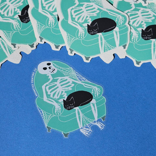 Skeleton Cat - Clear Sticker