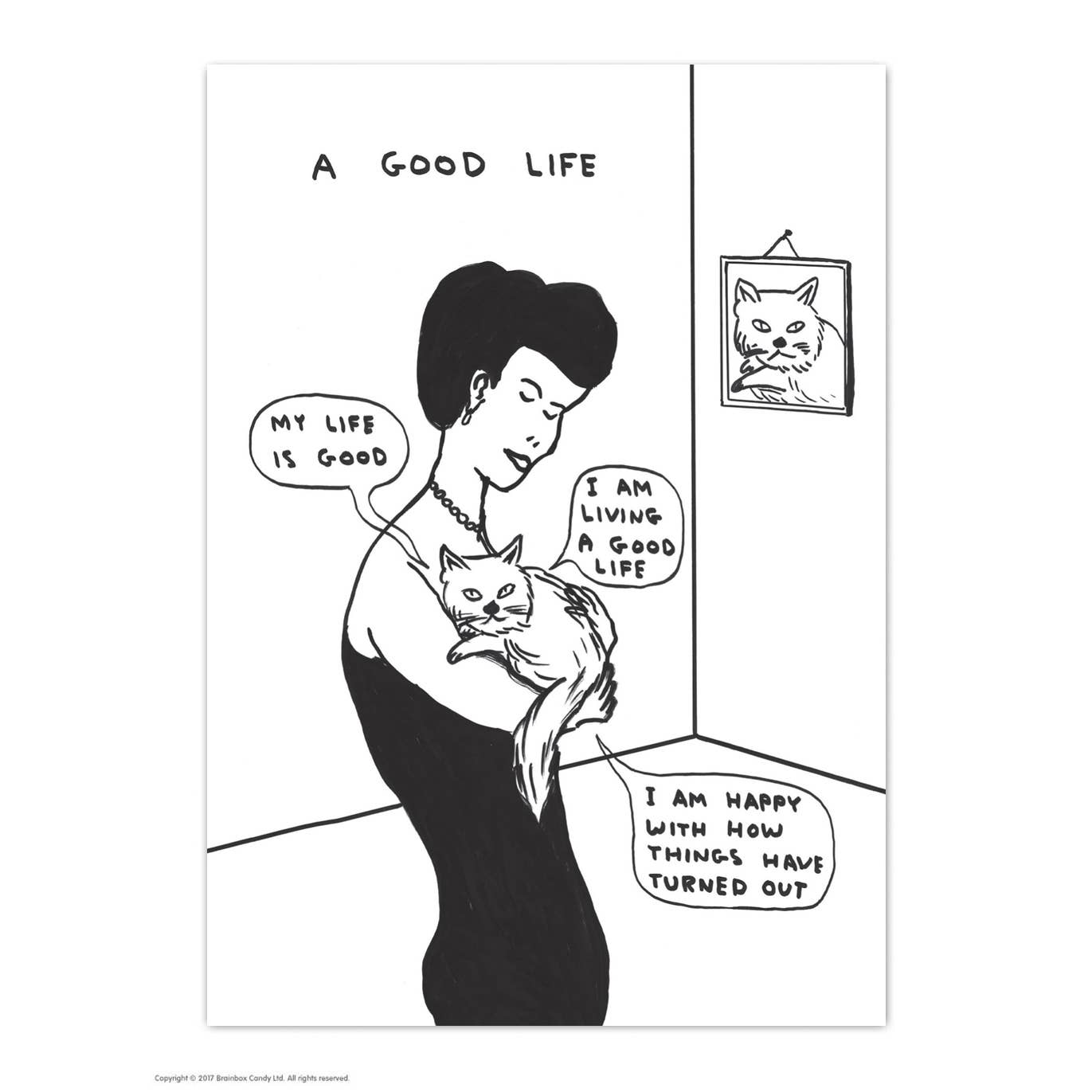 A Good Life Art Postcard - David Shrigley