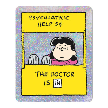 Glitter Holographic Sticker, the Doctor Is in Peanuts