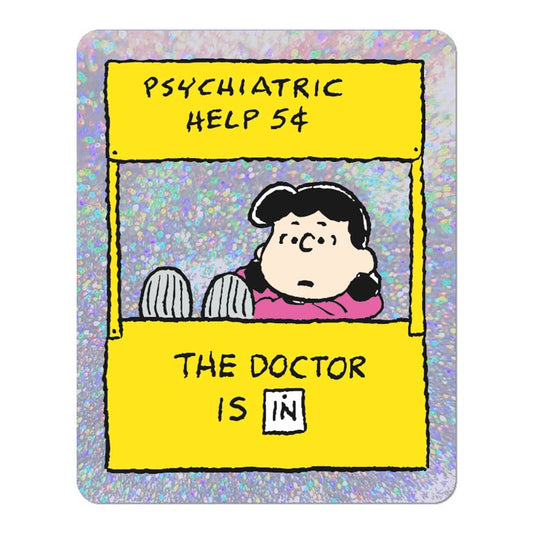 Glitter Holographic Sticker, the Doctor Is in Peanuts