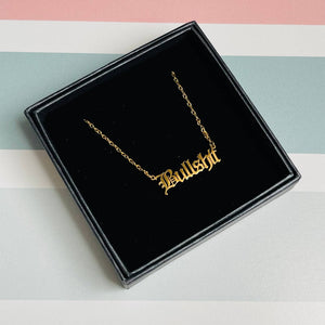 Bullshit - word necklace gold