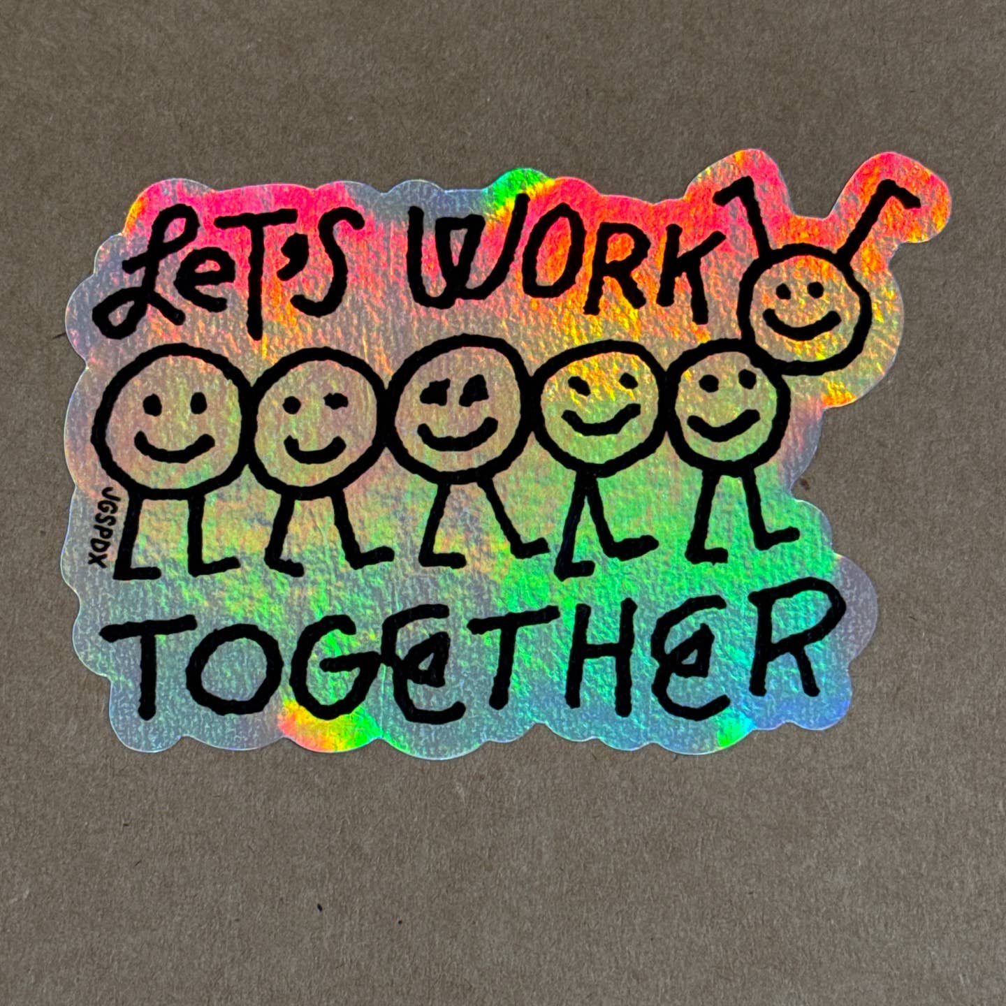 Work Together Sign Let's Work Together Sticker - World Famous Original