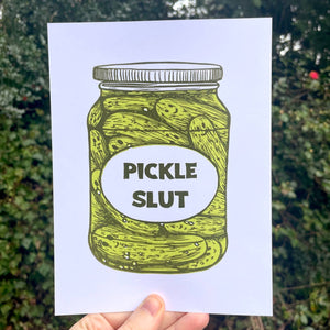 Pickle Slut Linocut Print