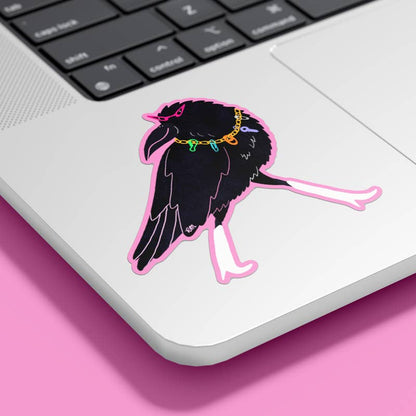 Crow with Trinket Necklace - Sticker