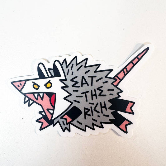 Eat the Rich Opossum Sticker.