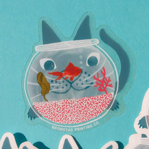 Fishbowl Cat - Clear Sticker