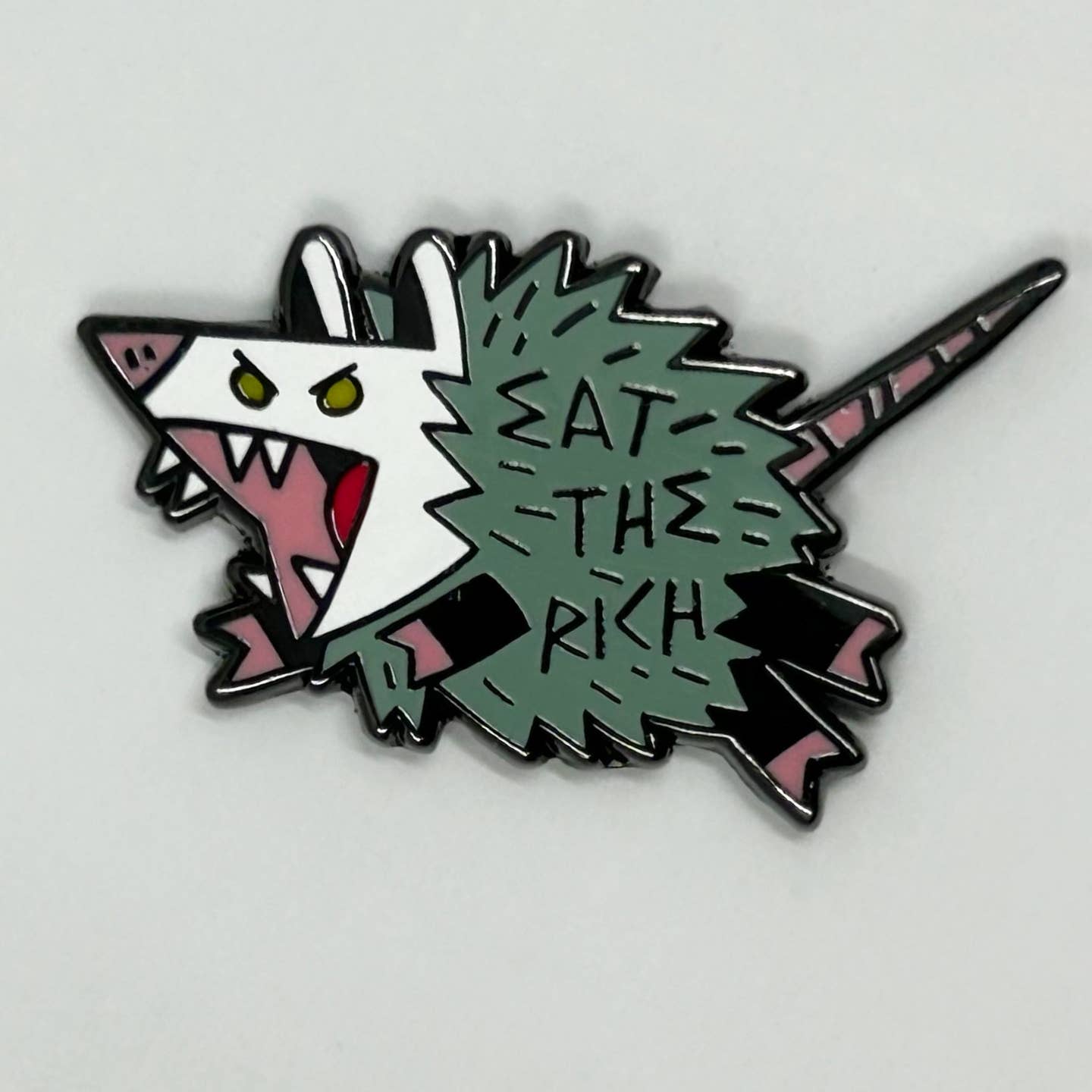 Eat The Rich Opossum Enamel Pin