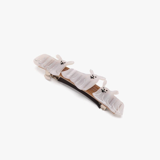 Floof White Dogs Cute Acetate French Barrette Hair Clip