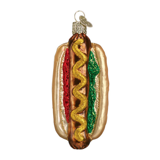 Hot Dog Glass Ornament