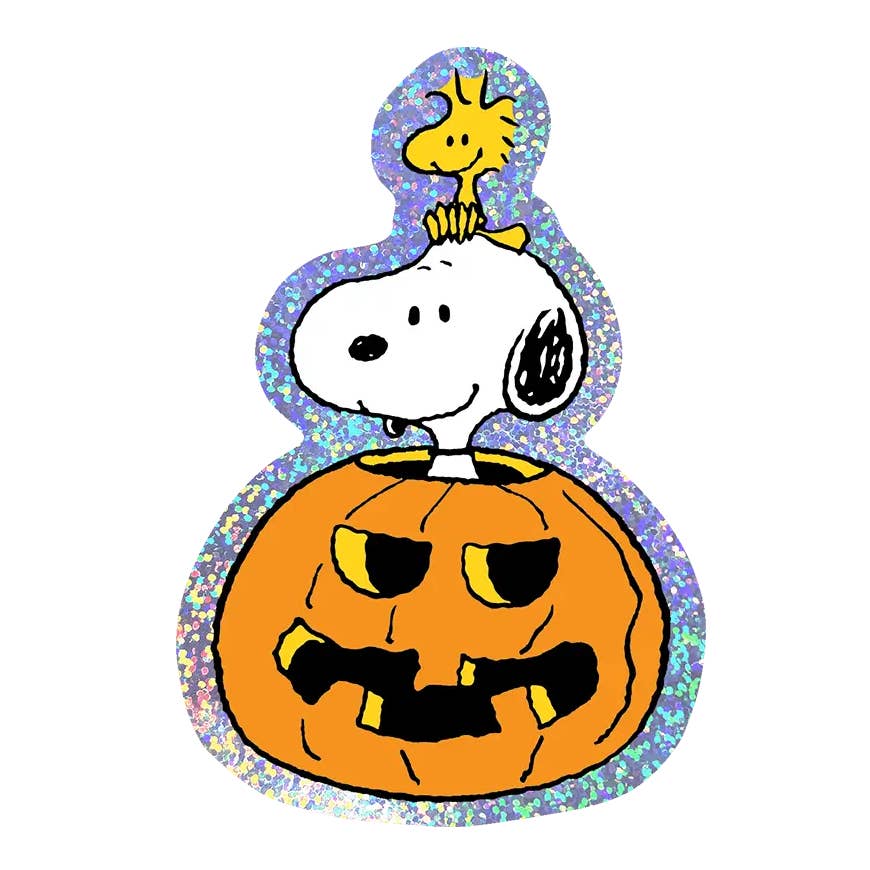 Pumpkin Snoopy Glitter Holographic Die-Cut Sticker