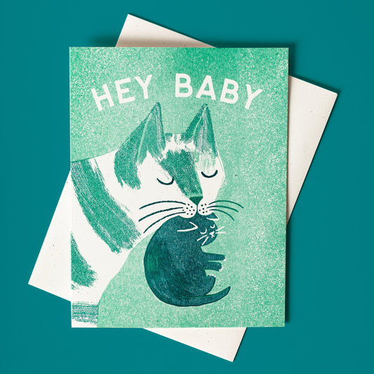 Hey Baby - Risograph Card