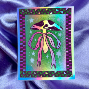 Mushroom Bow Holographic Sticker