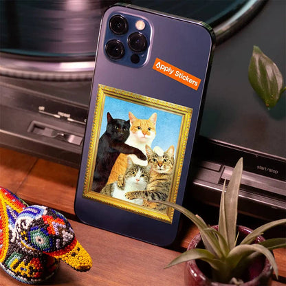 Kitty Family By Toiletpaper Chrome Die-Cut Sticker,