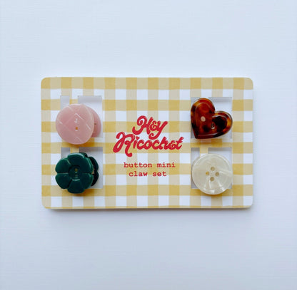 Button Mini Hair Claw Set