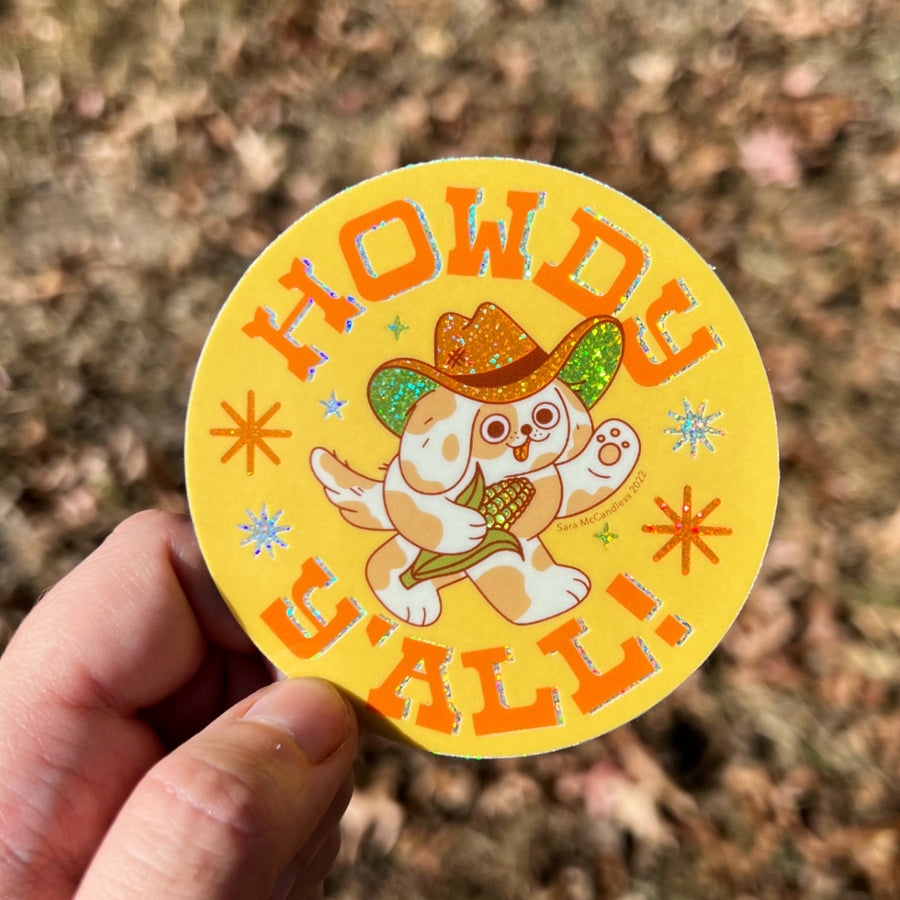 Howdy Y'all Glittery Sticker