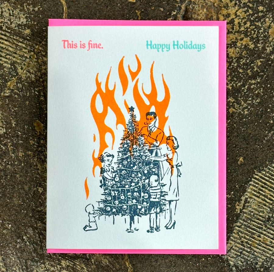 This is Fine Happy Holidays Christmas Card