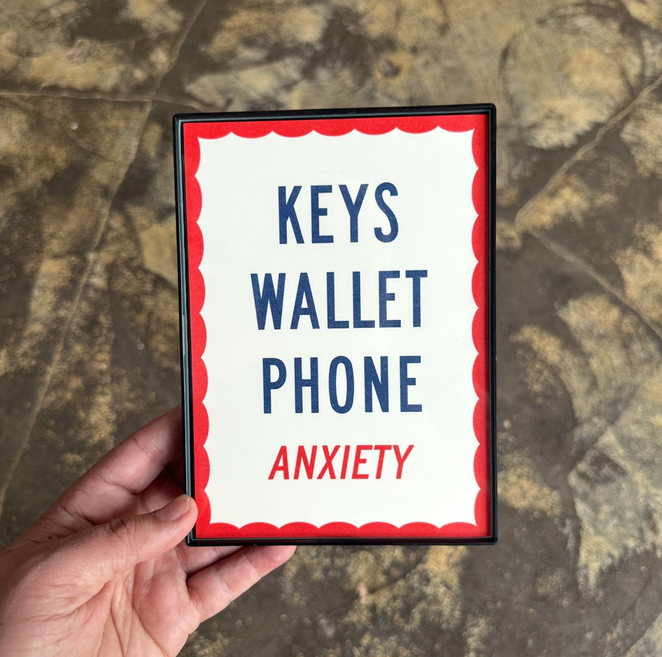 Keys Wallet Phone Anxiety Mini Riso Print