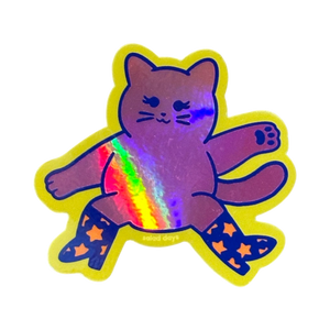 Dancing Cat Holographic Sticker