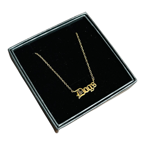 Dogs - word necklace gold