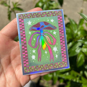 Mushroom Bow Holographic Sticker