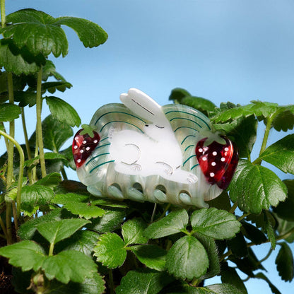 Strawberry Fields White Rabbit Cute Acetate Hair Claw Clip