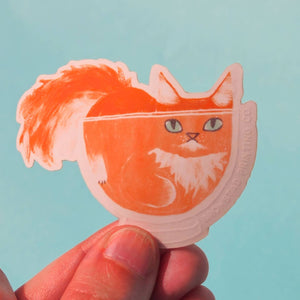 Orange Cat In A Clear Bowl Sticker