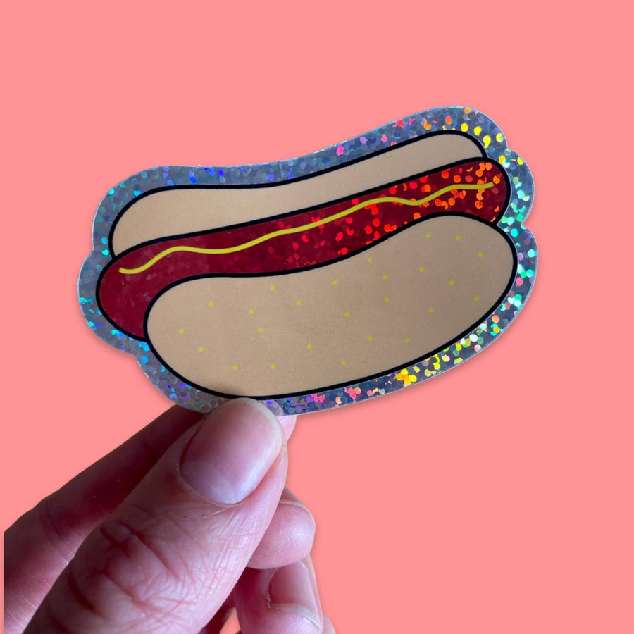 Hot Dog In A Bun Glitter Sticker