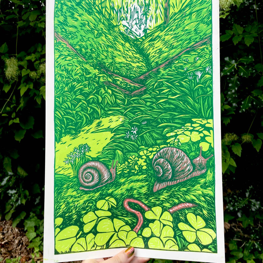 PNW Nature Linocut Print