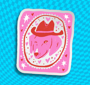 Cowboy Puppy Hearts Mirror Sticker