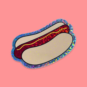 Hot Dog In A Bun Glitter Sticker