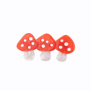 Three Mushroom Mini Barrette Hair Clip