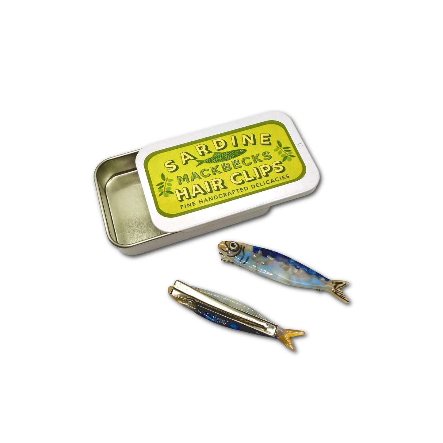 Sardine Hair Clips in mini tin