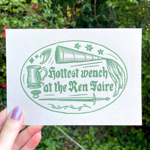 Hottest Wench At The Ren Faire Linocut Print