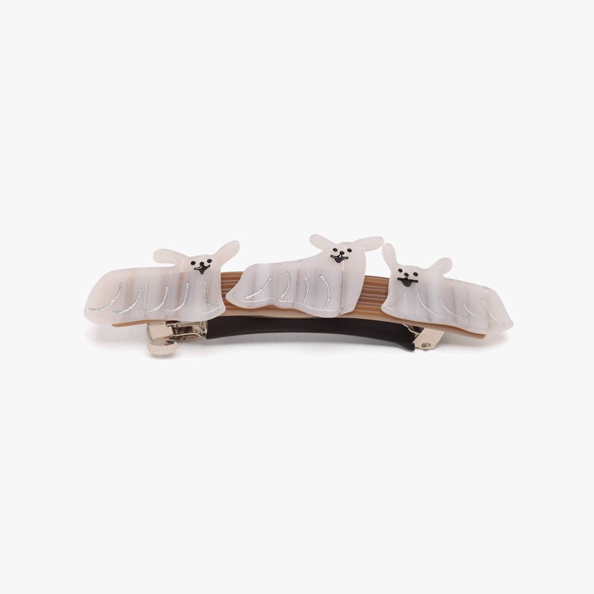 Floof White Dogs Cute Acetate French Barrette Hair Clip