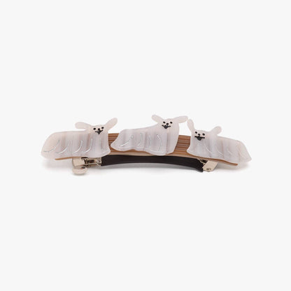 Floof White Dogs Cute Acetate French Barrette Hair Clip