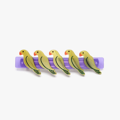 Pasadena Green Parrots French Barrette