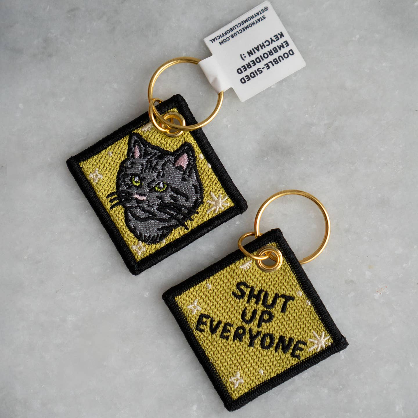 Famous Keychains Shut Up Everyone Embroidered Keychain – World Famous Original