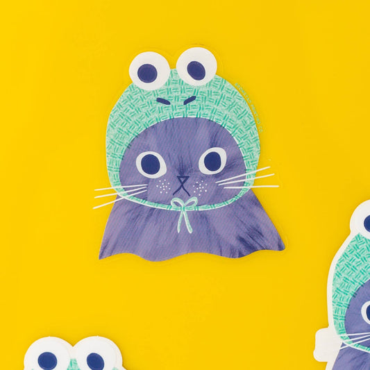 Frog Hat Cat Sticker Clear