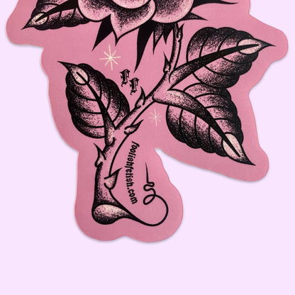 Pink Rose Tattoo Art Sticker