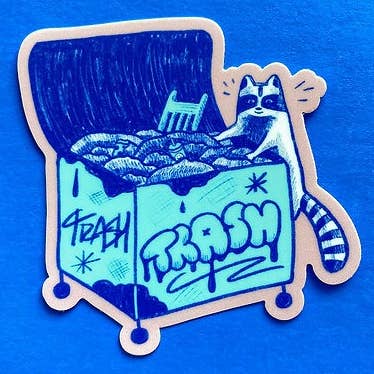 Treasure Hunter Raccoon Trash Sticker
