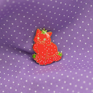 Strawberry Cat - Enamel Pin