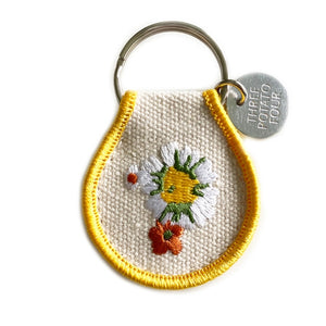 Daisy Embroidered Keychain